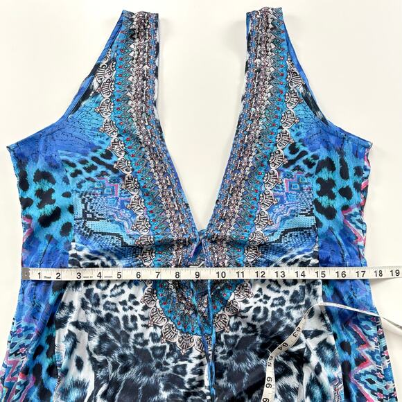 True Colors by La Moda Hi Low Frill Maxi Dress Size Small Medium Resort Flowy - Picture 14 of 16